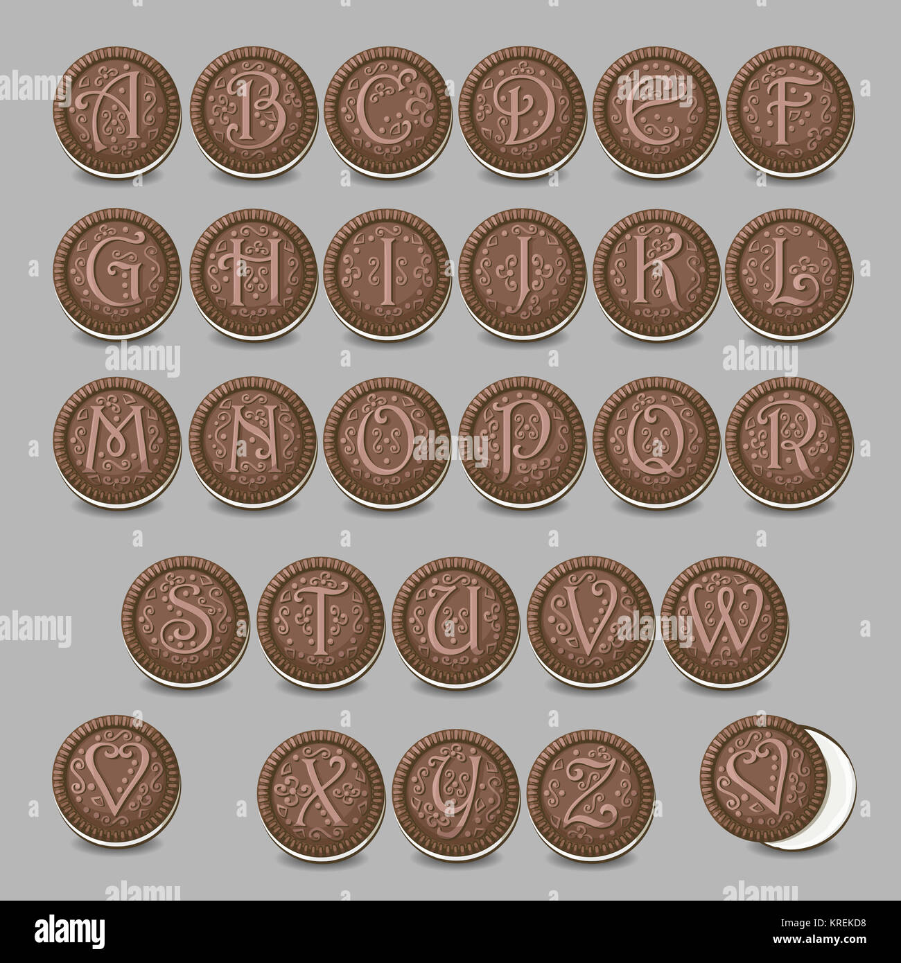 Chocolate cookies font. Artistic sweet alphabet Stock Photo Alamy