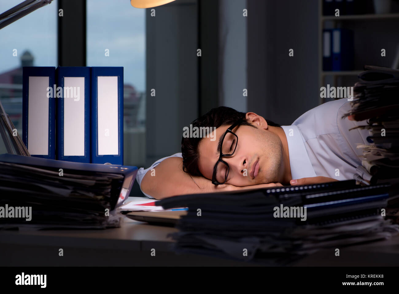 Businessman Sleeping Under Desk Stock Photos Businessman