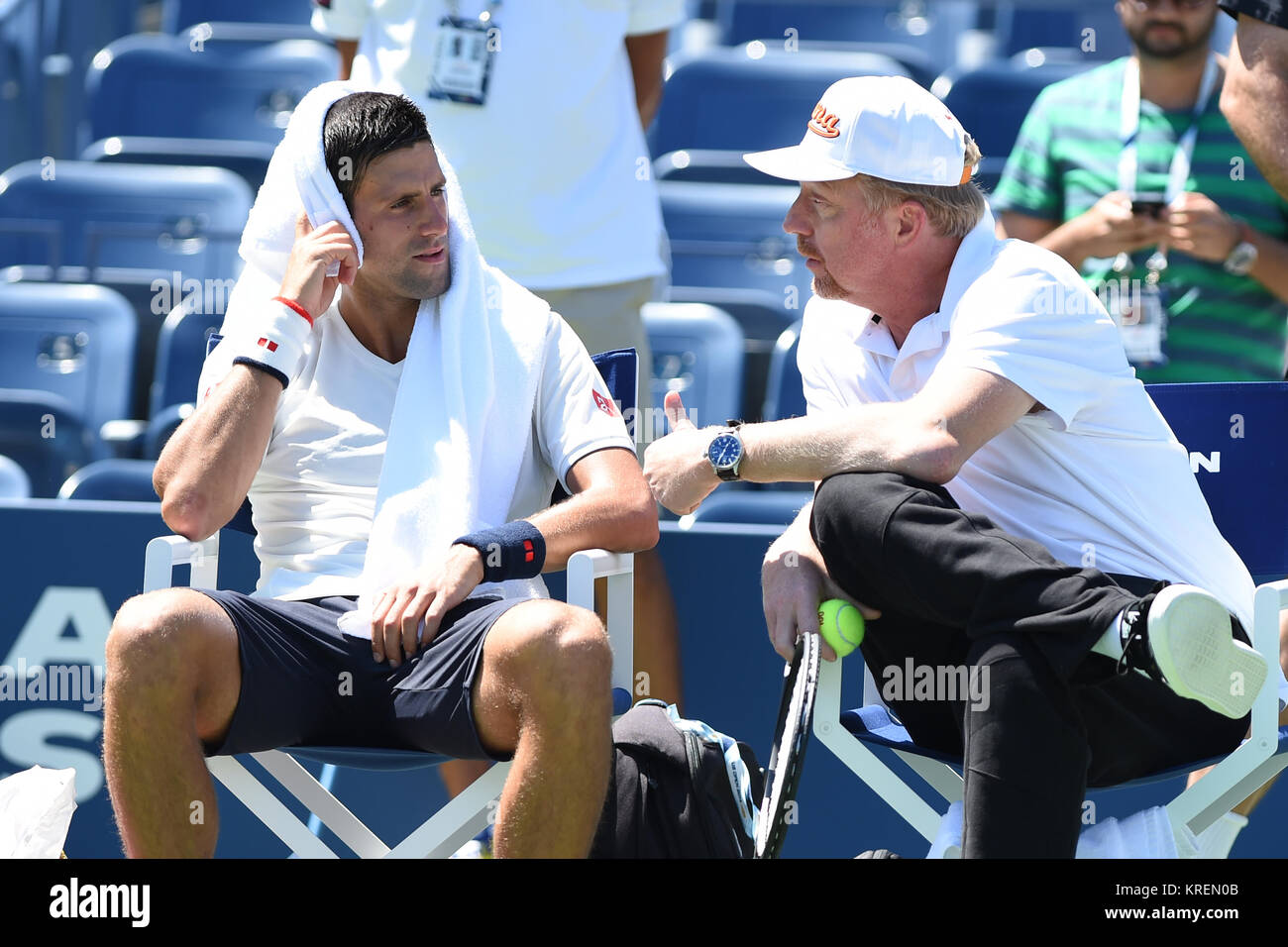 NEW YORK, NY - AUGUST 24: Novak Djokovic, Boris Becker is sighted ...