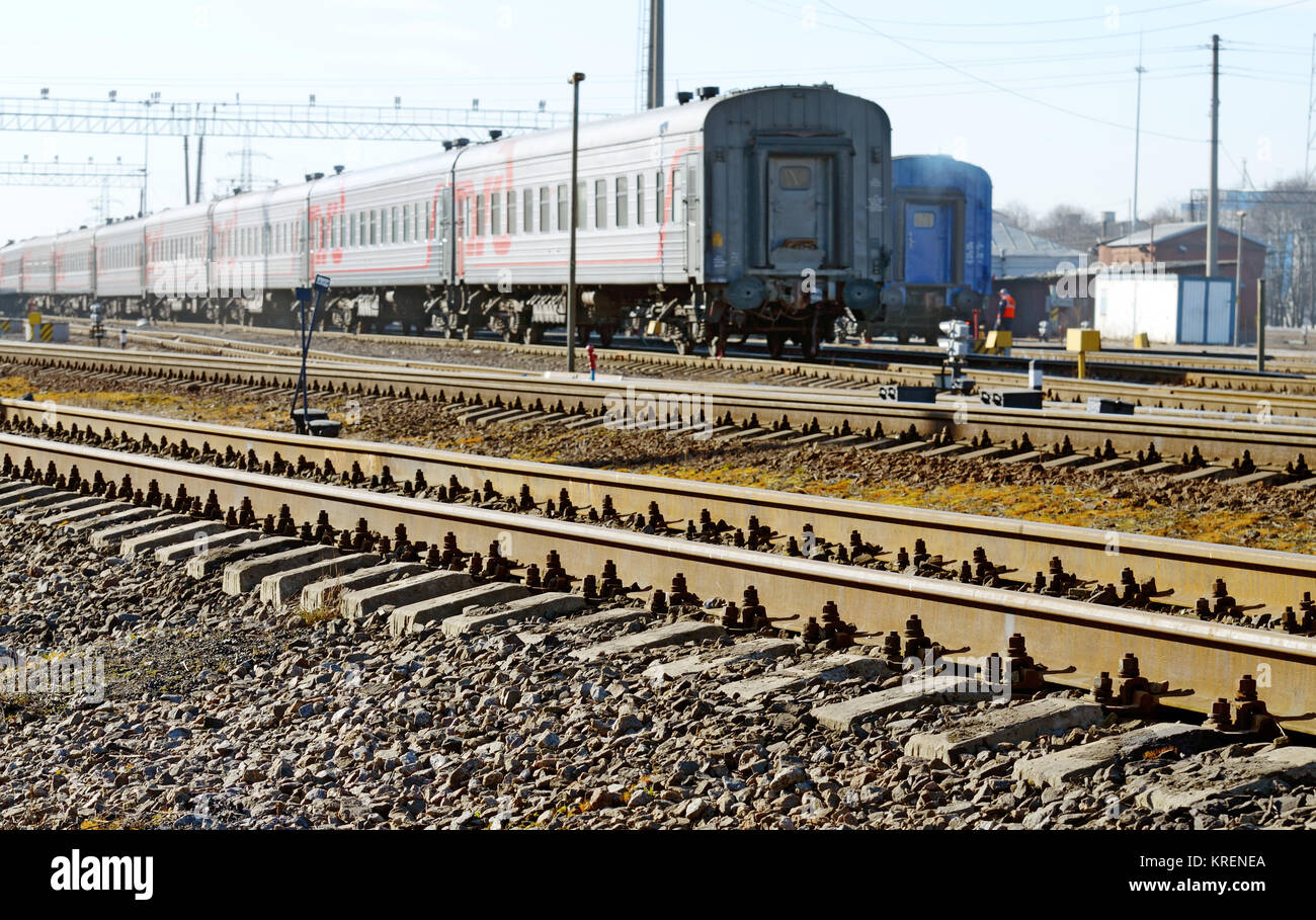 The rails on the railway is a road for trains.Here moving locomotive ...