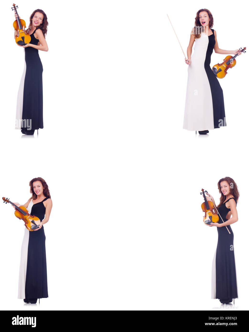 Woman playing violin isolated on white background Stock Photo - Alamy