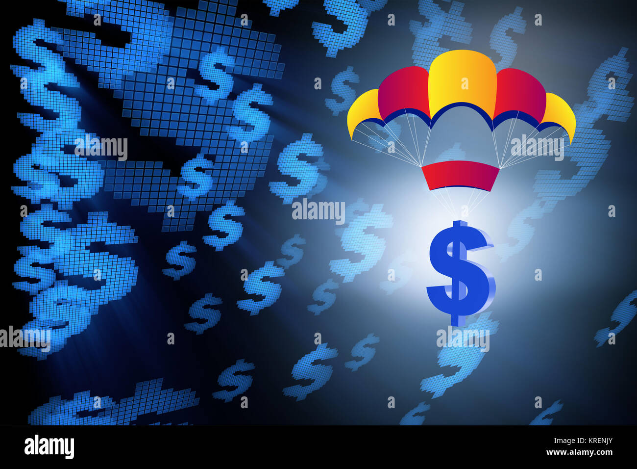 Concept With Dollar In Golden Parachute Illustration Stock Photo Alamy