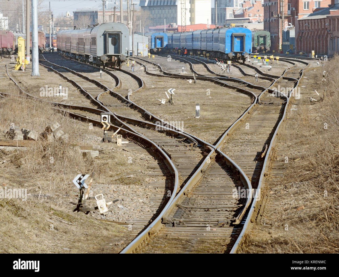 Train depot in town,for repair of Stock Photo Alamy