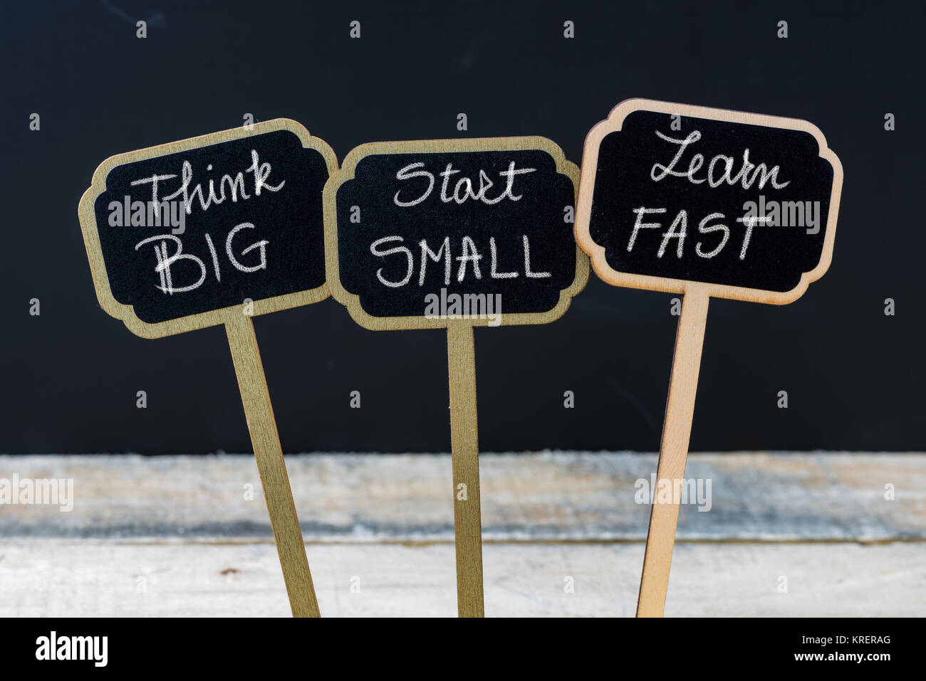 Business message THINK BIG, START SMALL, LEARN FAST Stock Photo