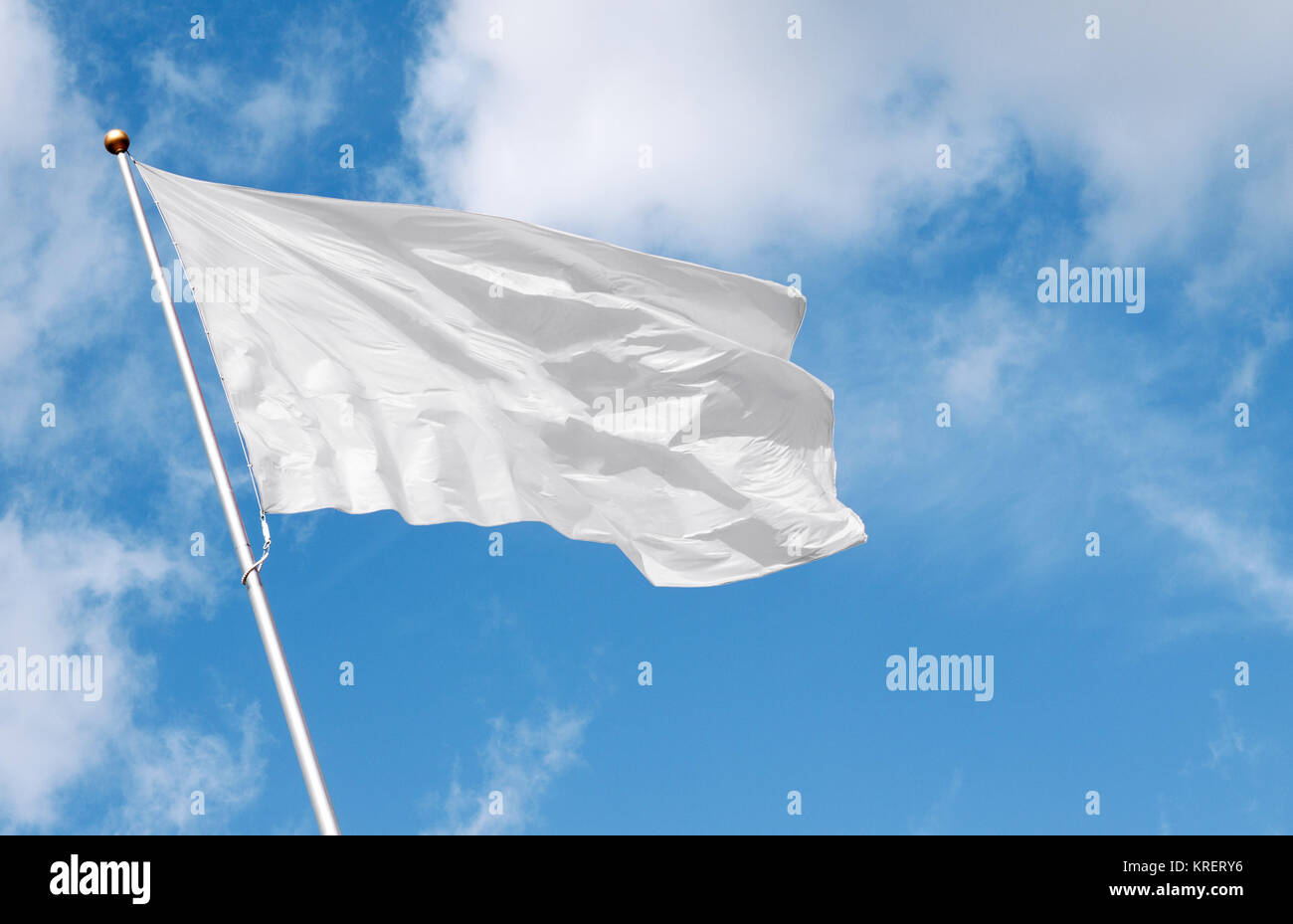 White Blank Flag Waving In The Wind Stock Photo Alamy