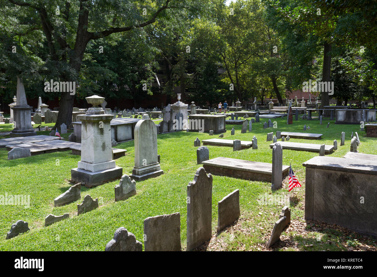 General view of headstones in the Christ Church Burial Ground