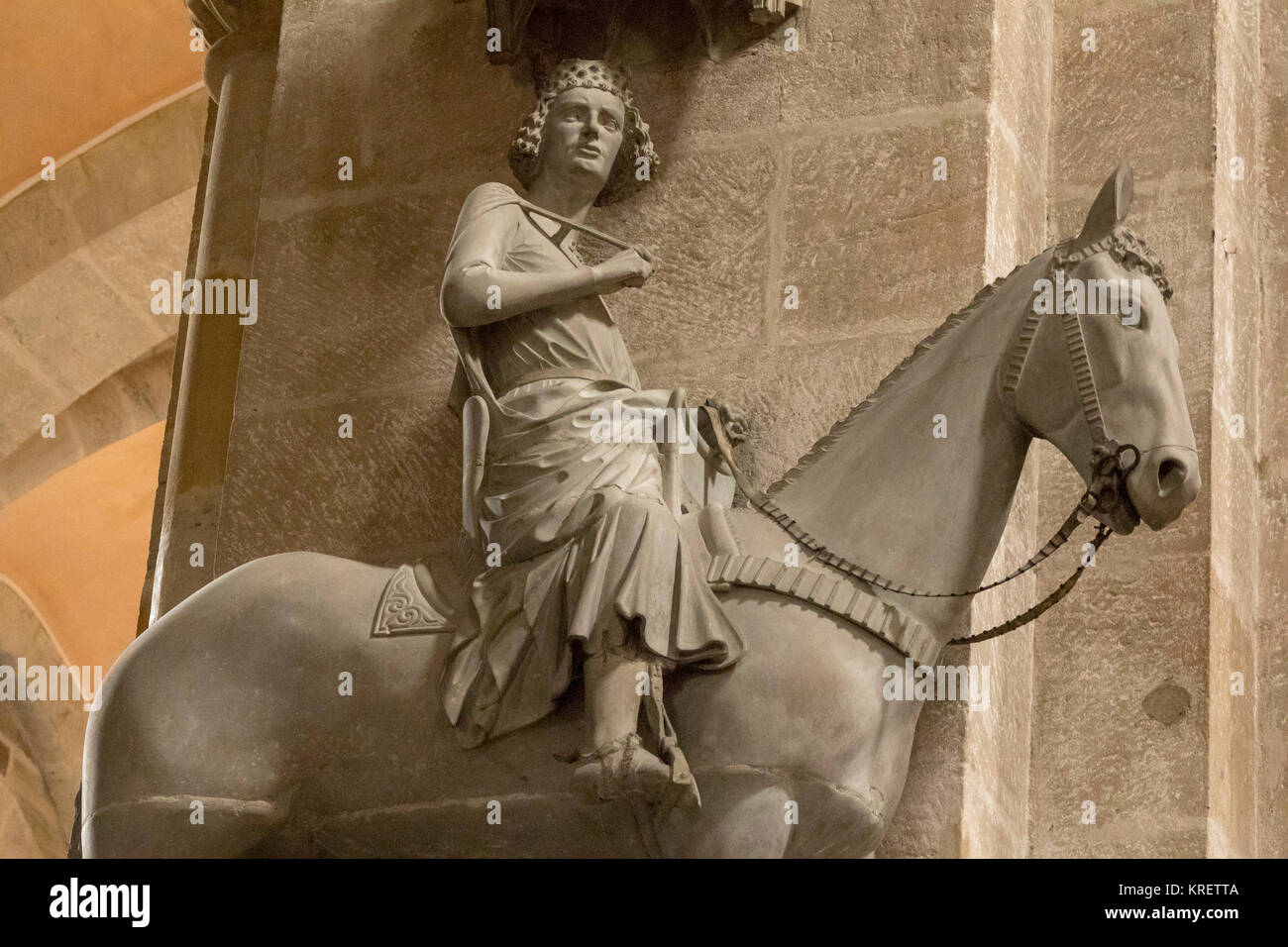 sculpture Bemberger Reiter, the Horseman, Bamberg Cathedral, Bavaria, Germany Stock Photo