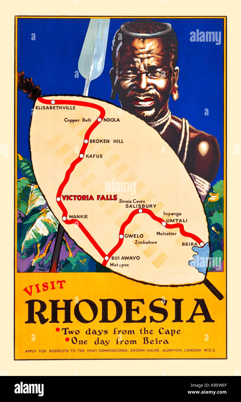 Visit Rhodesia: Two days from the Cape. One day from Beira Stock Photo