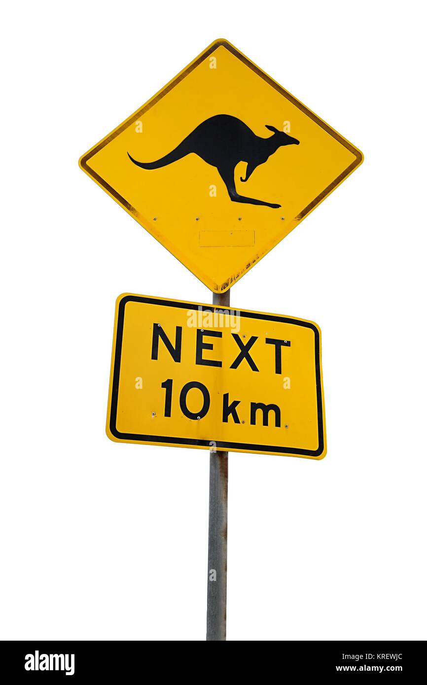 Kangaroo warning sign Stock Photo