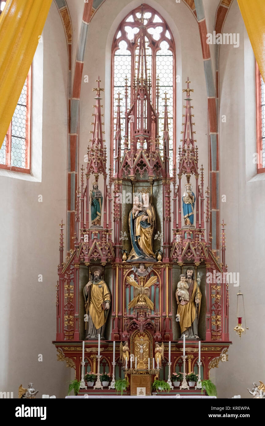 19th century neo-Gothic high altar, St. Jakob Church, Bamberg, Germany Stock Photo