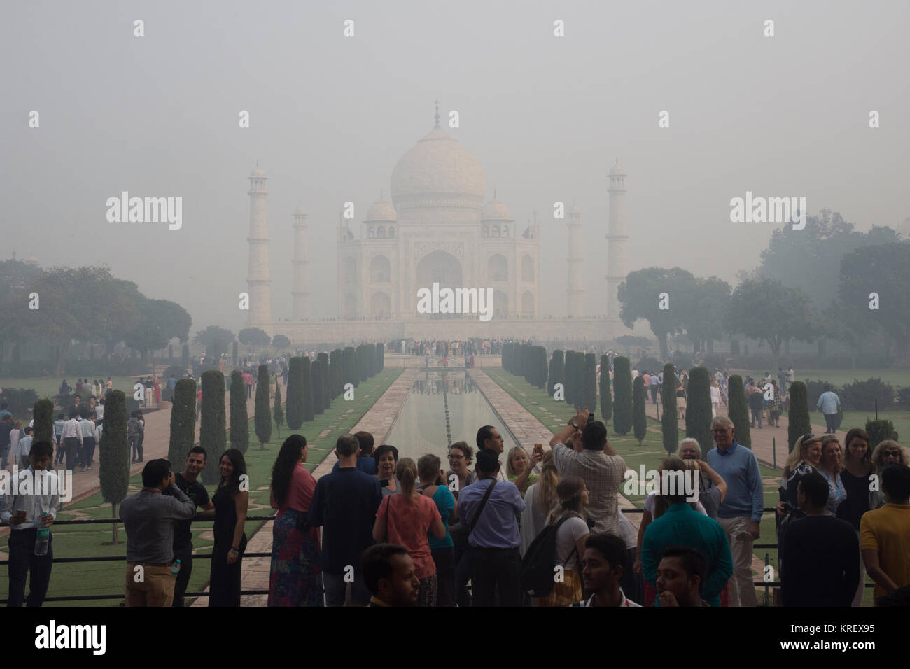 Air pollution at the Taj Mahal, in Agra, India Stock Photo