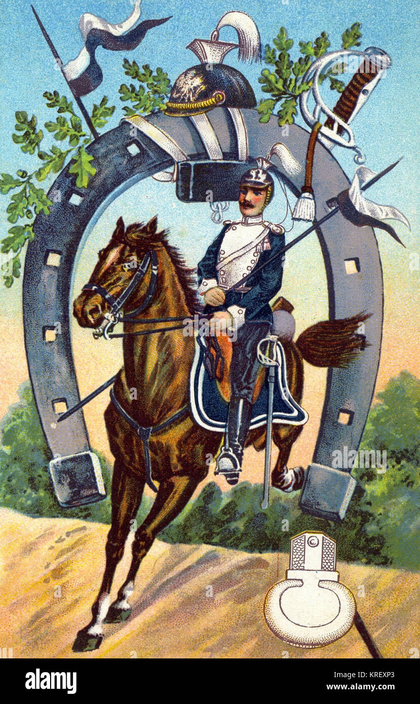 White Uhlan - German Soldier Postcard circa 1909-1913 Stock Photo