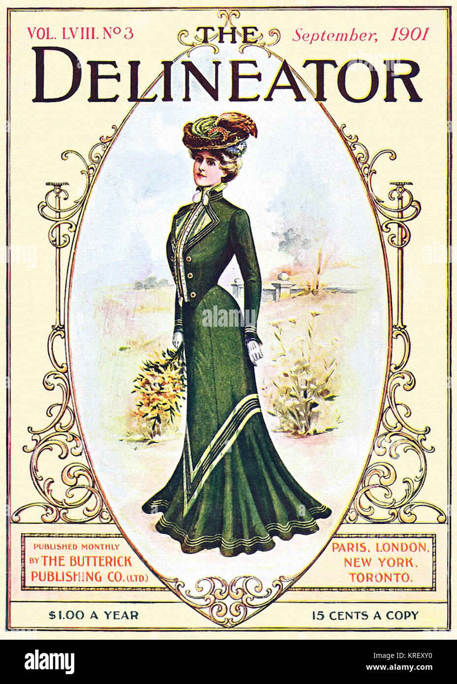 Delineator, September 1901 Edwardian Lady's Fashion Stock Photo