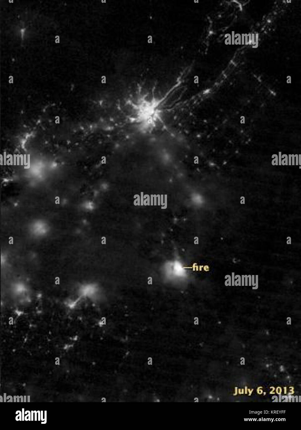 LacMegantic derailment from space 286 July crop29 Stock Photo Alamy