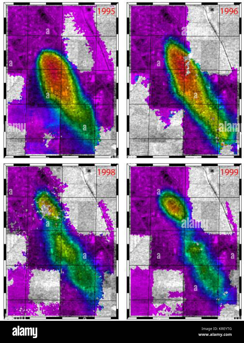 Lost Hills Subsidence interferogram Stock Photo Alamy