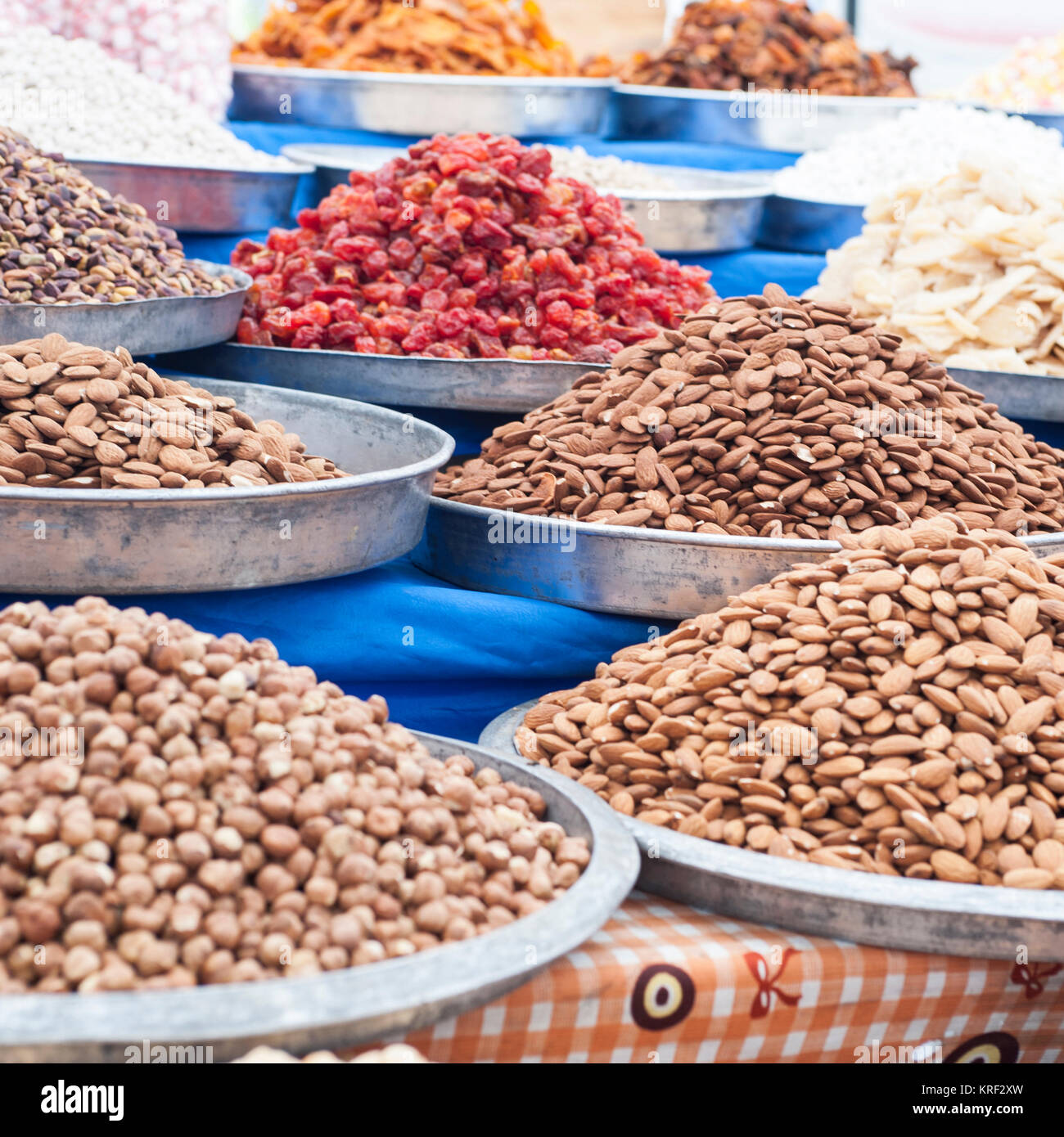 the colors, the aromas and the atmosphere of the Turgutris market in Turkey Stock Photo