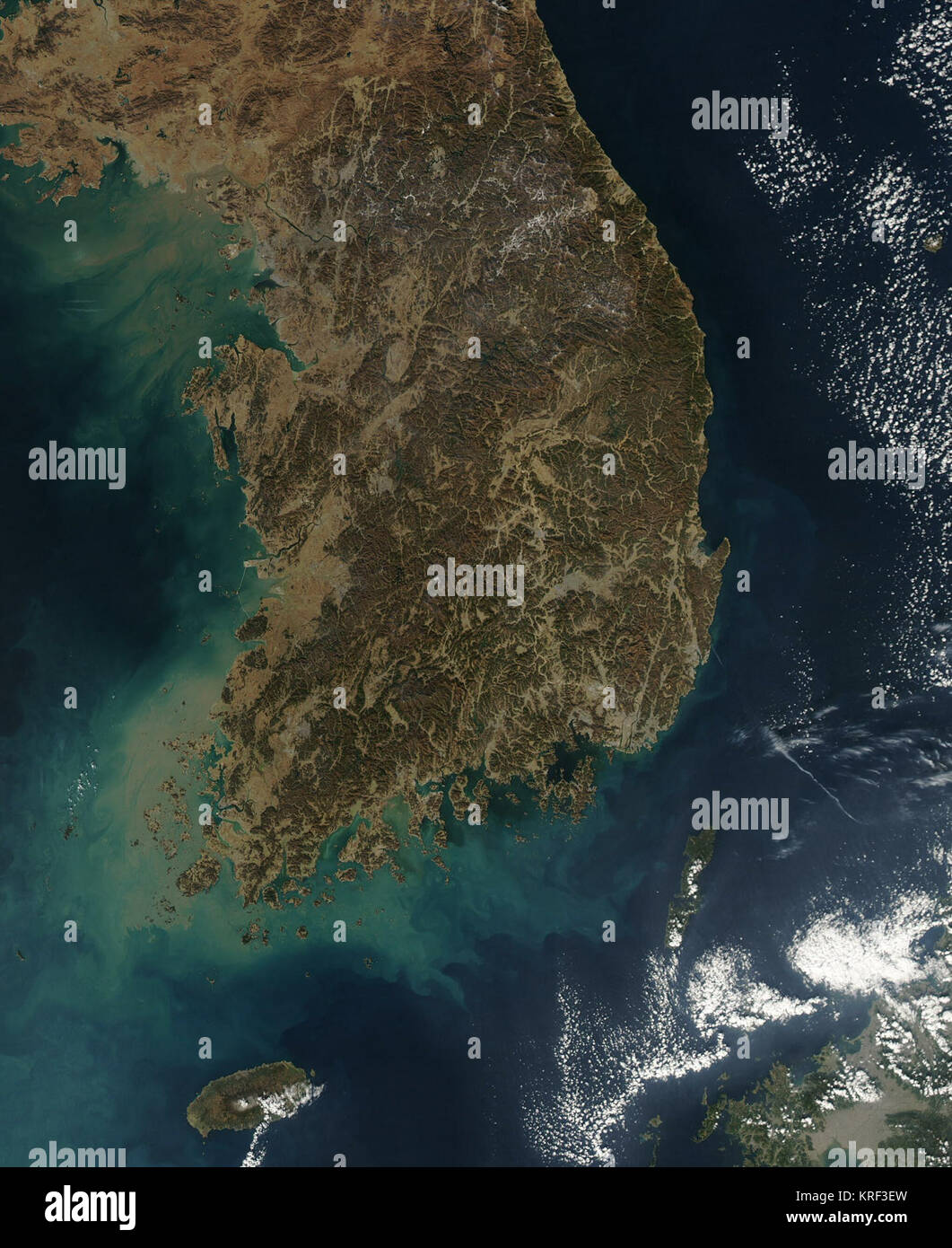 Satellite image of South Korea in January 2004 Stock Photo - Alamy