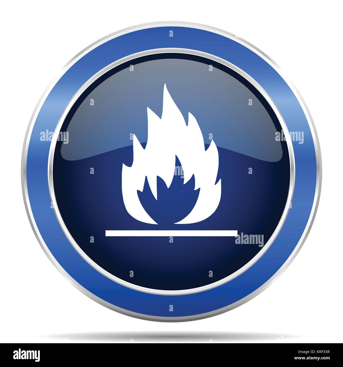 Flame blue silver metallic round glossy vector icon. Modern design web ...