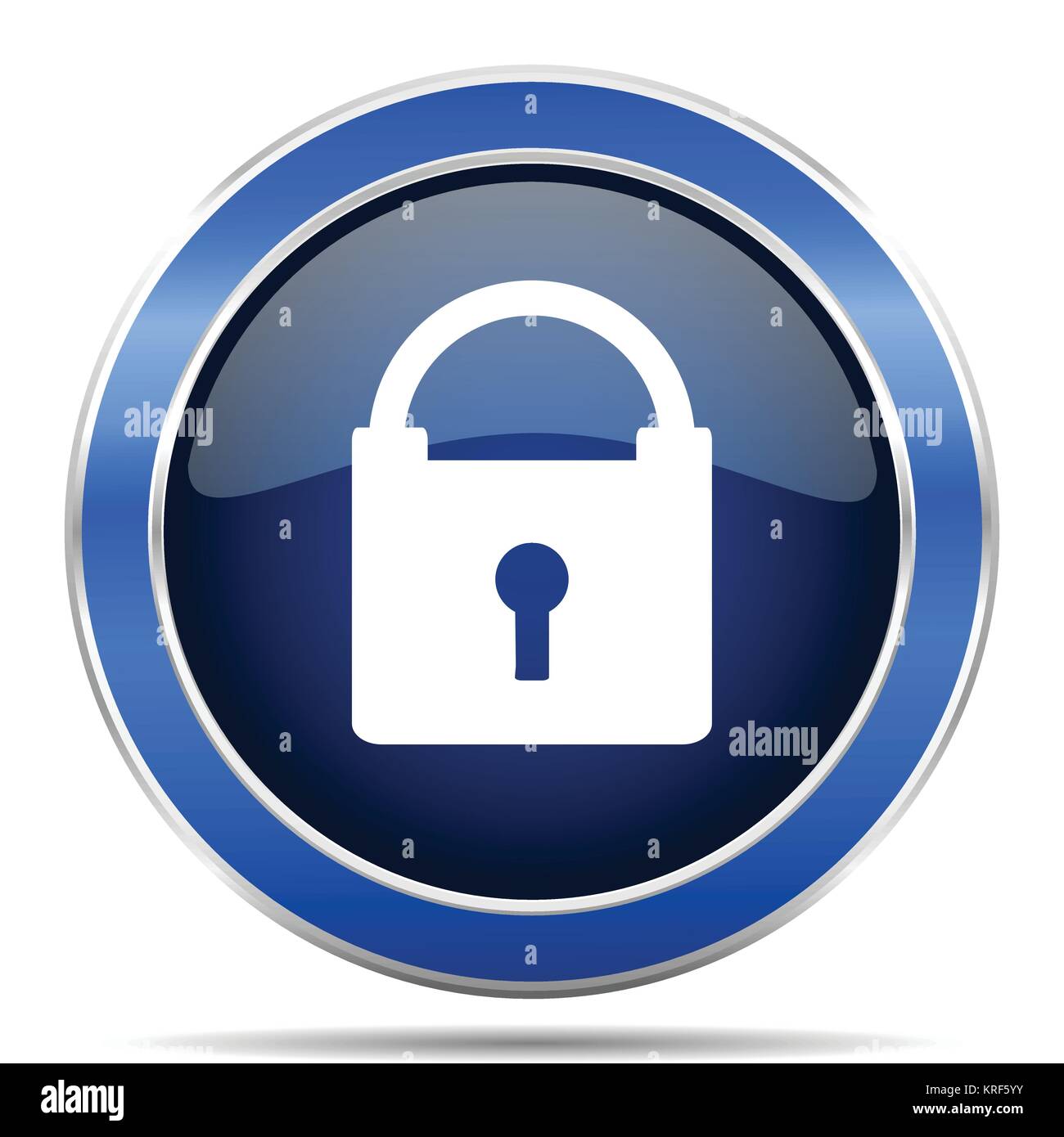 Padlock blue silver metallic round glossy vector icon. Modern design ...