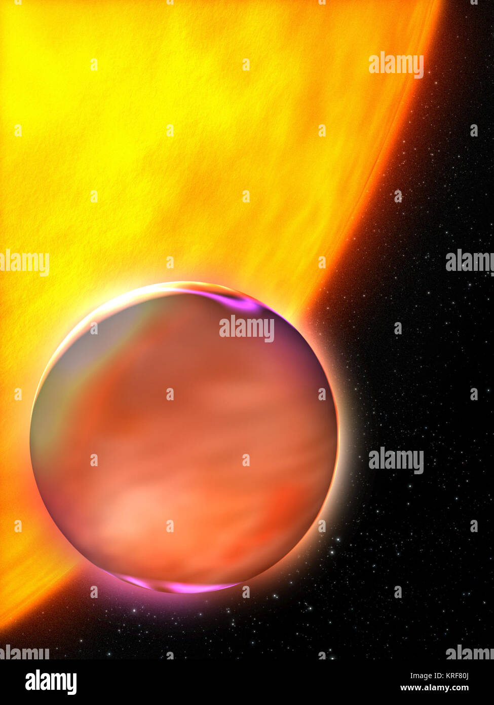Artist's Concept of Extrasolar Planet's Hazy Atmosphere Stock Photo