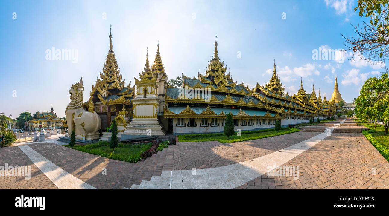 Shwedagon Paya pagoda Myanmer famous sacred place and tourist attraction landmark.Yangon, Myanmar Stock Photo