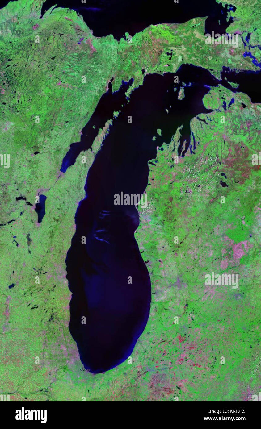 Lake Michigan Landsat Satellite Photo Stock Photo