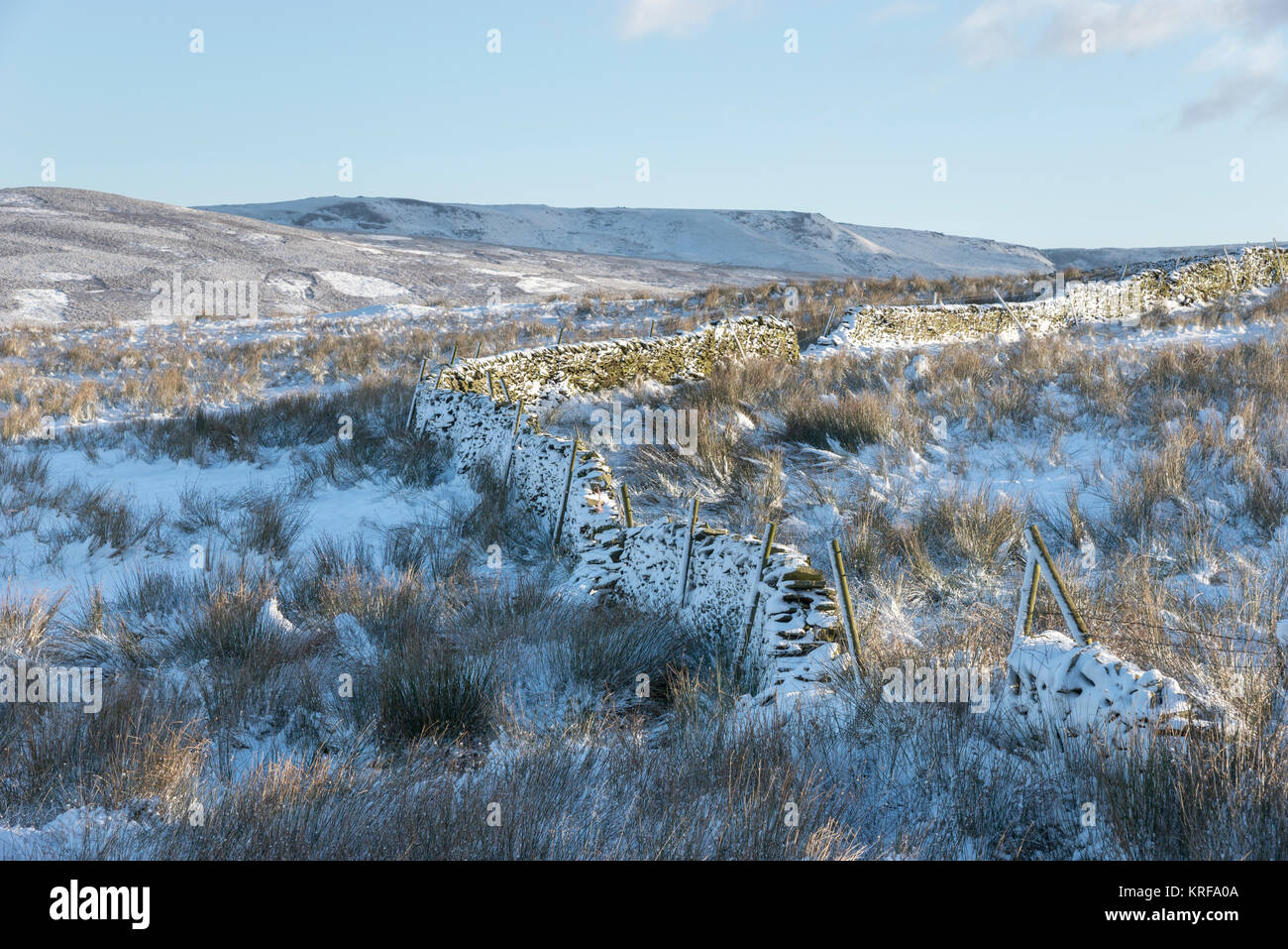 Beautiful winter morning in the High Peak. View to Kinder Scout from