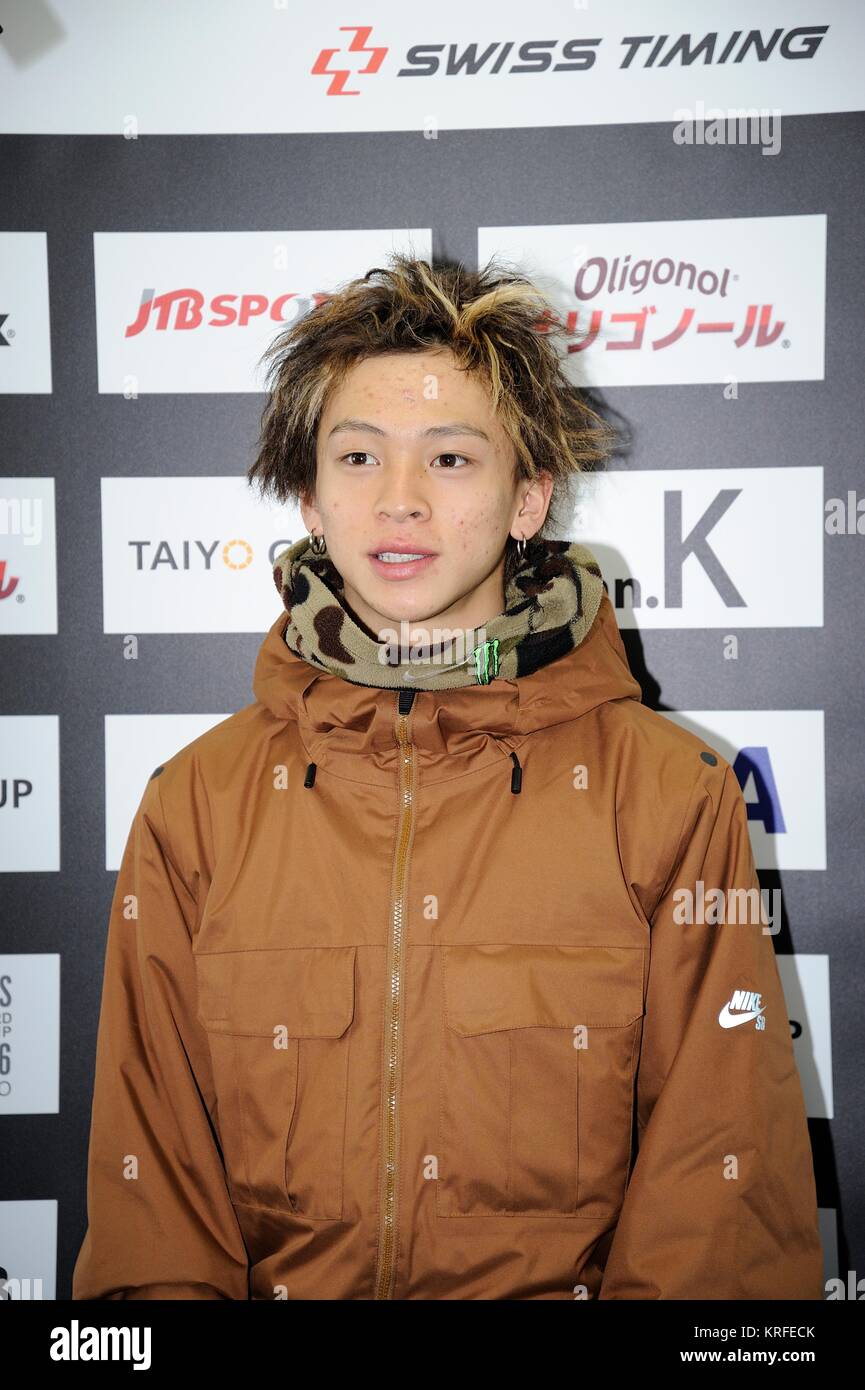 Sapporo, Hokkaido, Japan. 12th Feb, 2016. Ayumu Hirano (JPN) Snowboarding :  Press conference after the FIS Snowboard World Cup Men's Halfpipe  Qualification at Sapporo Bankei Ski Area in Sapporo, Hokkaido, Japan .