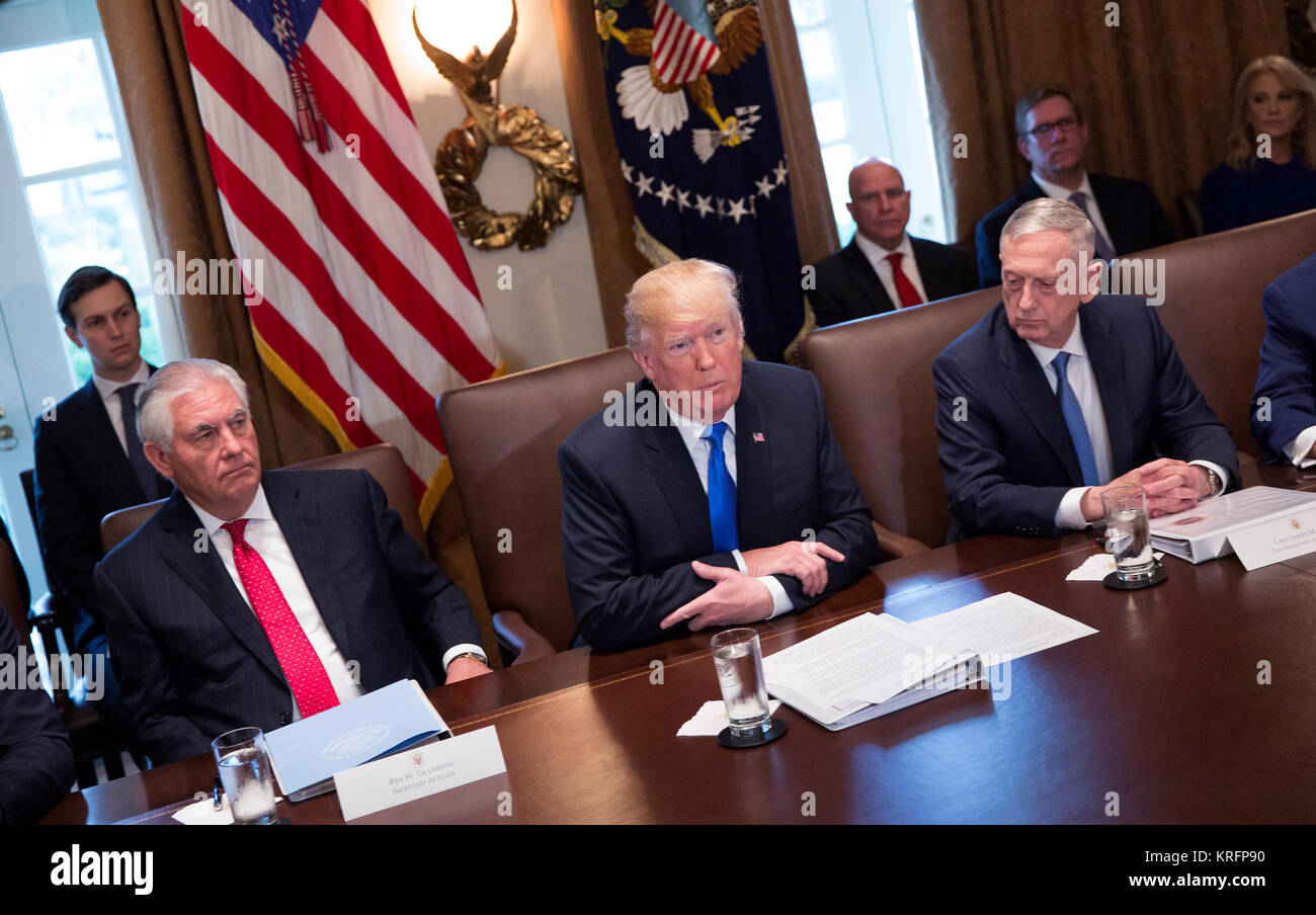 United States President Donald J. Trump speaks to the media during a ...