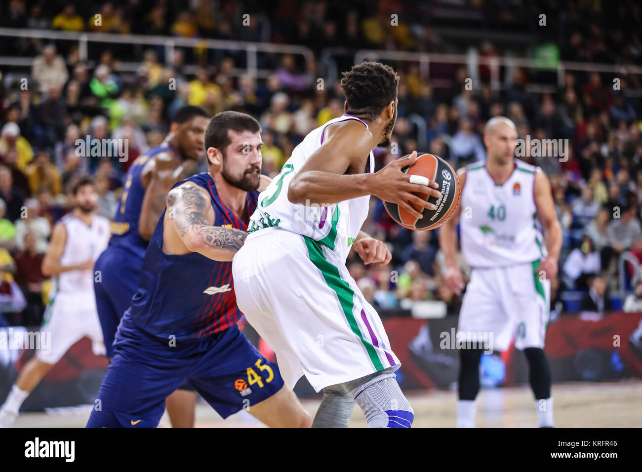 Adrien Moerman during the match between FC Barcelona Lassa against Unicaja Malaga, for the round 13 of Euroleague, played at Palau Blaugrana on 20th December 2017 in Barcelona, Spain. (Credit: GTO/Urbanandsport / Gtres Online) Stock Photo