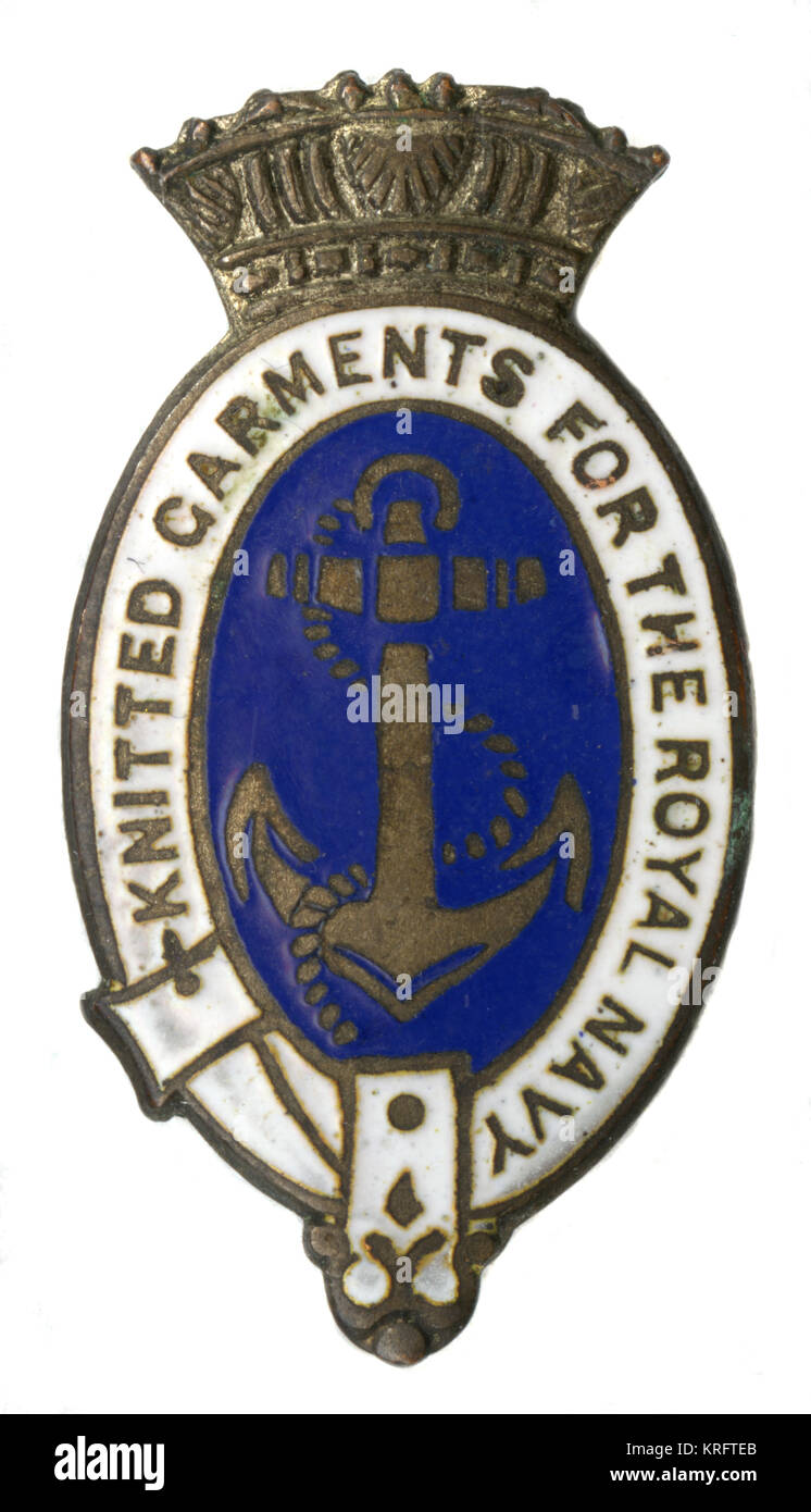 WW1 badge - knitting garments for the Royal Navy Stock Photo