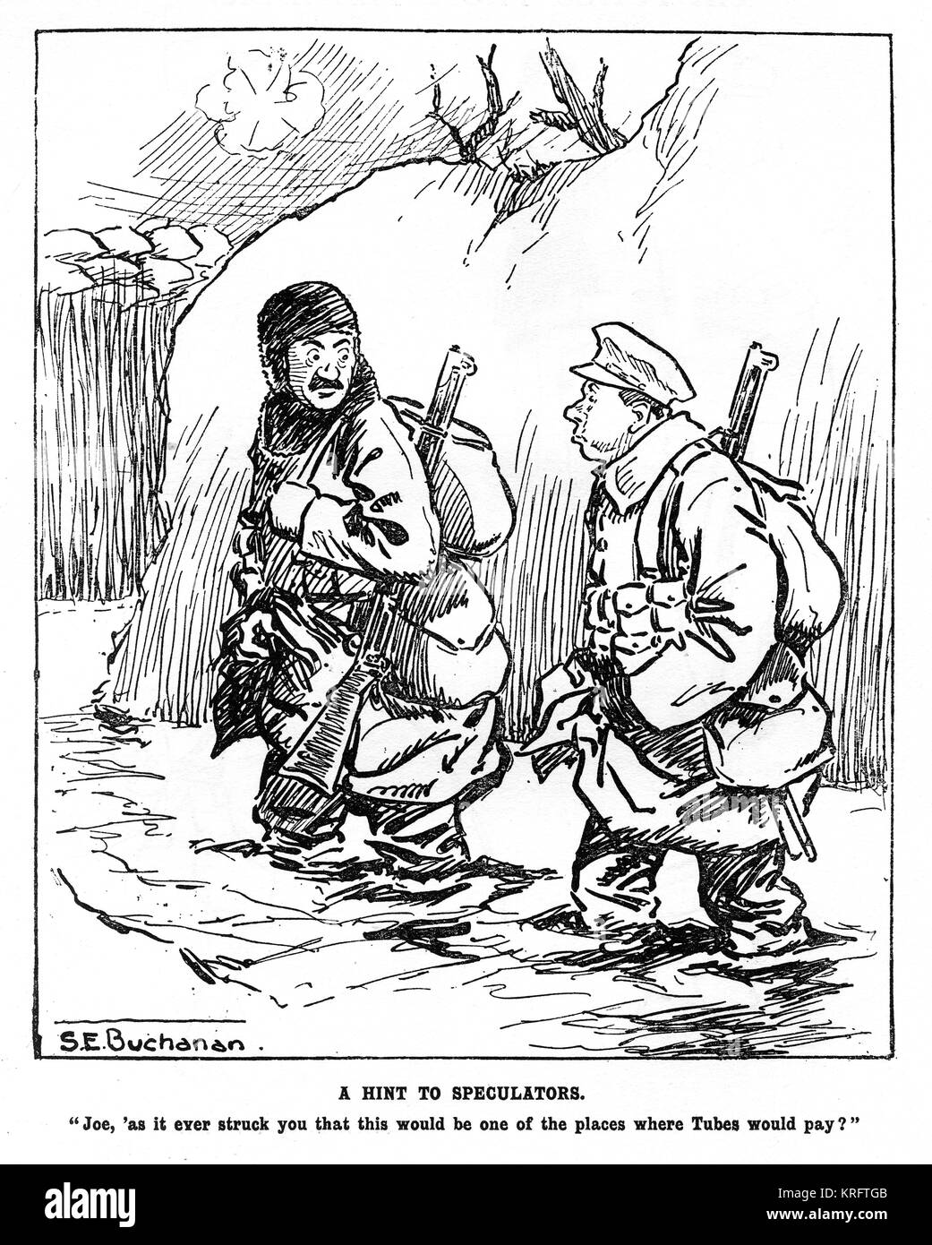 A Hint to Speculators, trench humour, WW1 Stock Photo