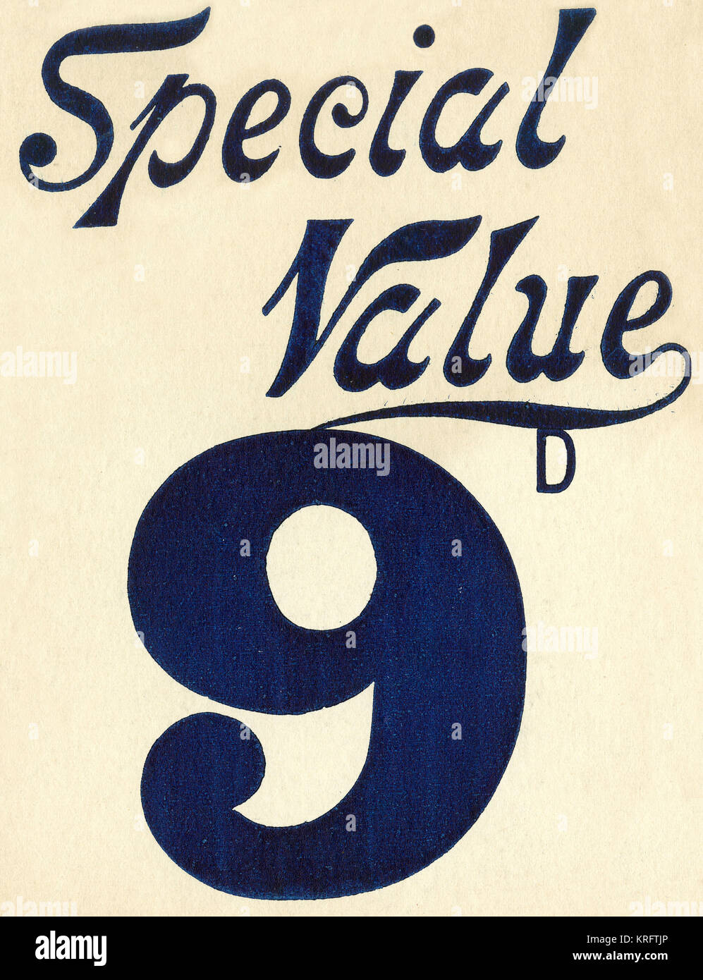 A point of sale card indicating that an item is special value at 9 d