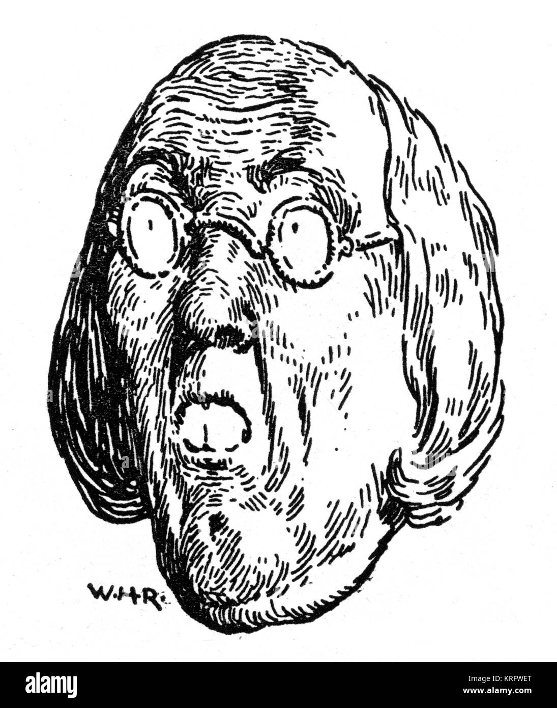 Grotesque head, illustration by William Heath Robinson Stock Photo