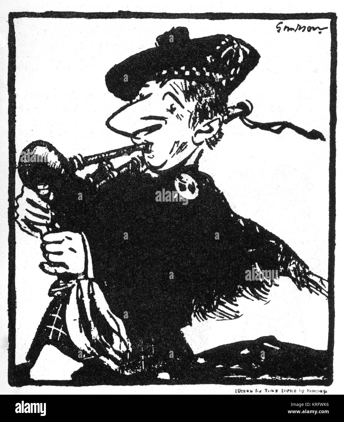 Sir Harry Lauder (1870-1950) Scottish music hall entertainer, pictured in caricature by Simpson.      Date: 1929 Stock Photo