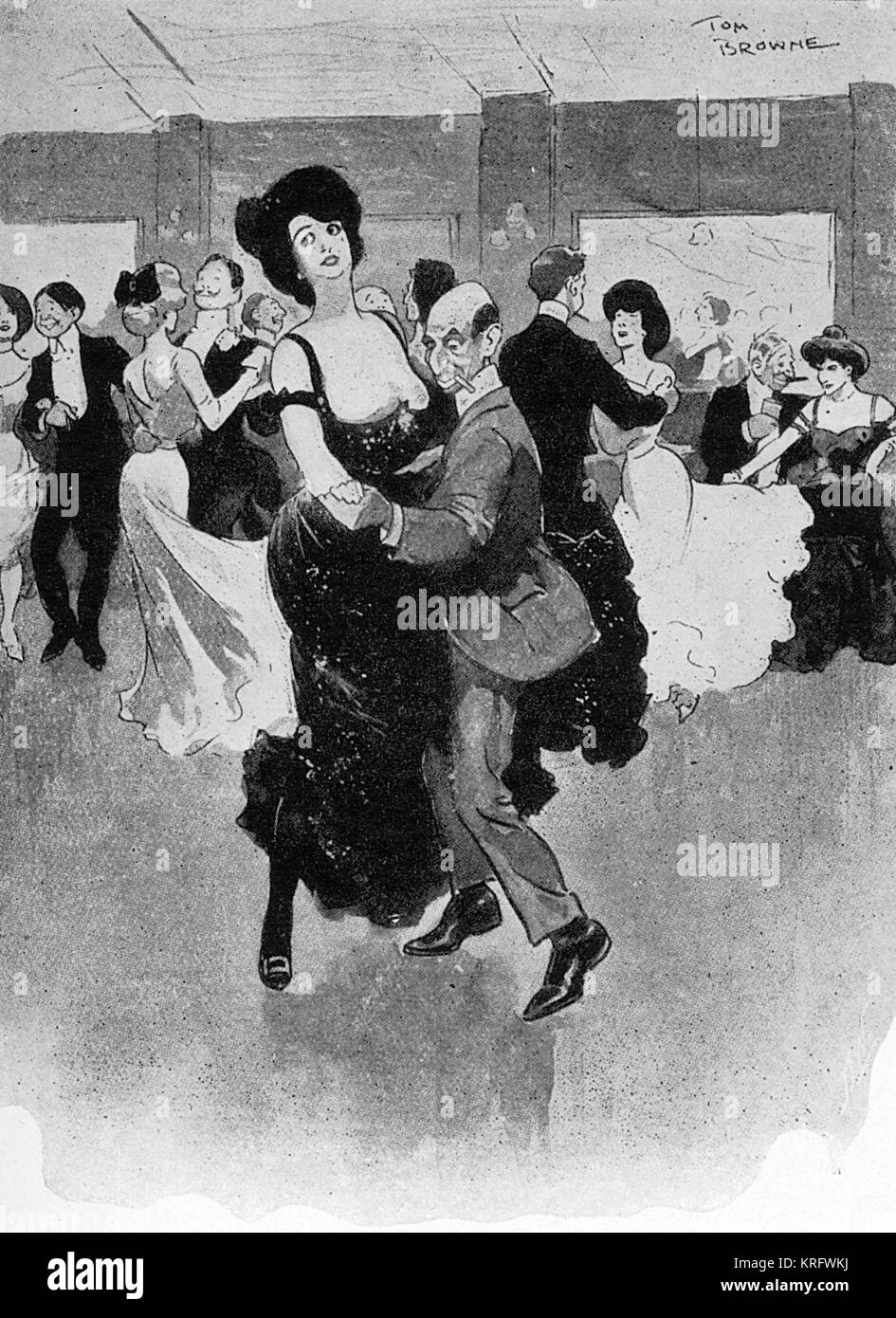 A third-rate night club in London with various women in evening dress taking to the floor with an assortment of quite frankly third-rate men.      Date: 1929 Stock Photo