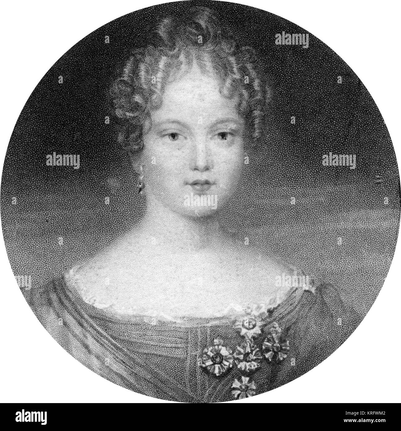Dona Maria II, Queen of Portugal (1819-1853).      Date: circa 1833 Stock Photo