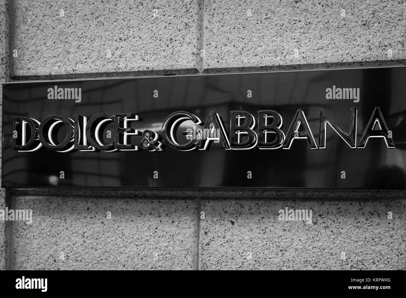 Milan, Italy - September 24, 2017:  Dolce Gabbana store in Milan. Fashion week Dolce Gabbana shopping Stock Photo