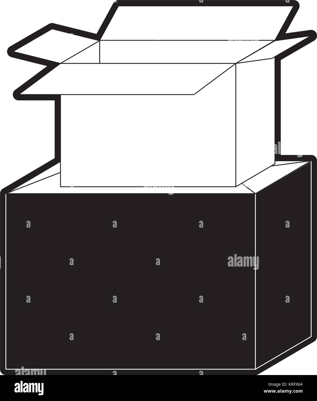 cardboard box stacked in black silhouette Stock Vector