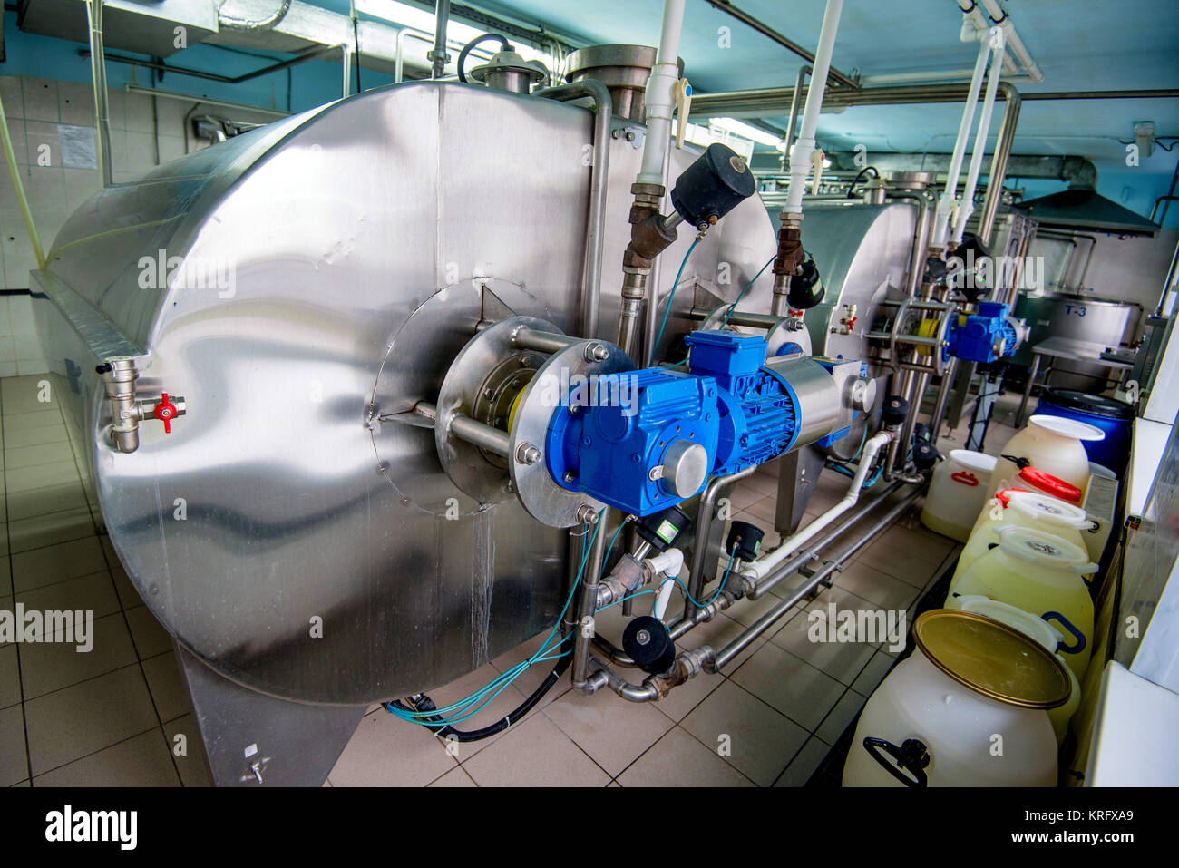 Equipment at dairy plant Stock Photo Alamy