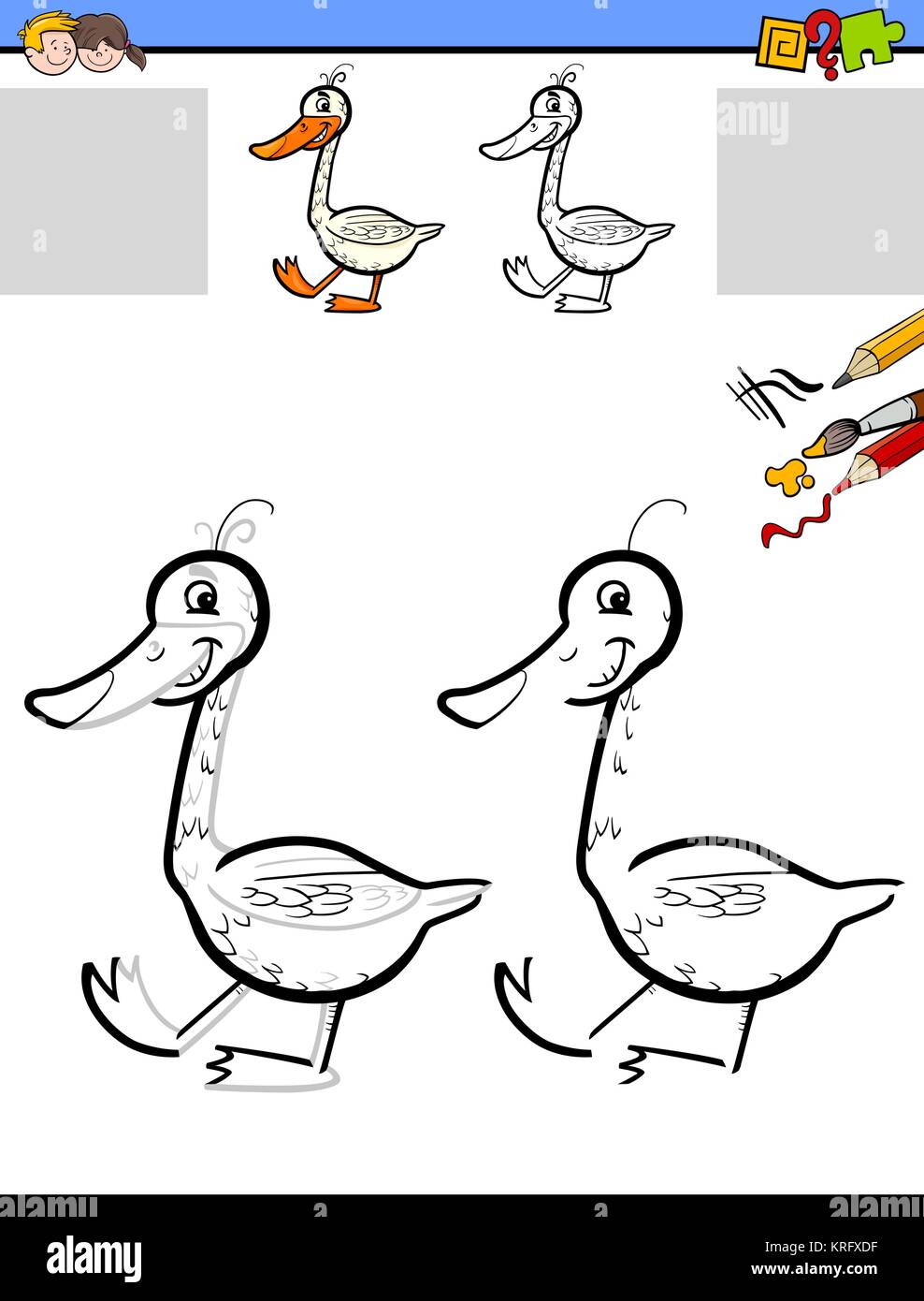 Childrens Application Color Paper Duck: ilustrações stock 393736408