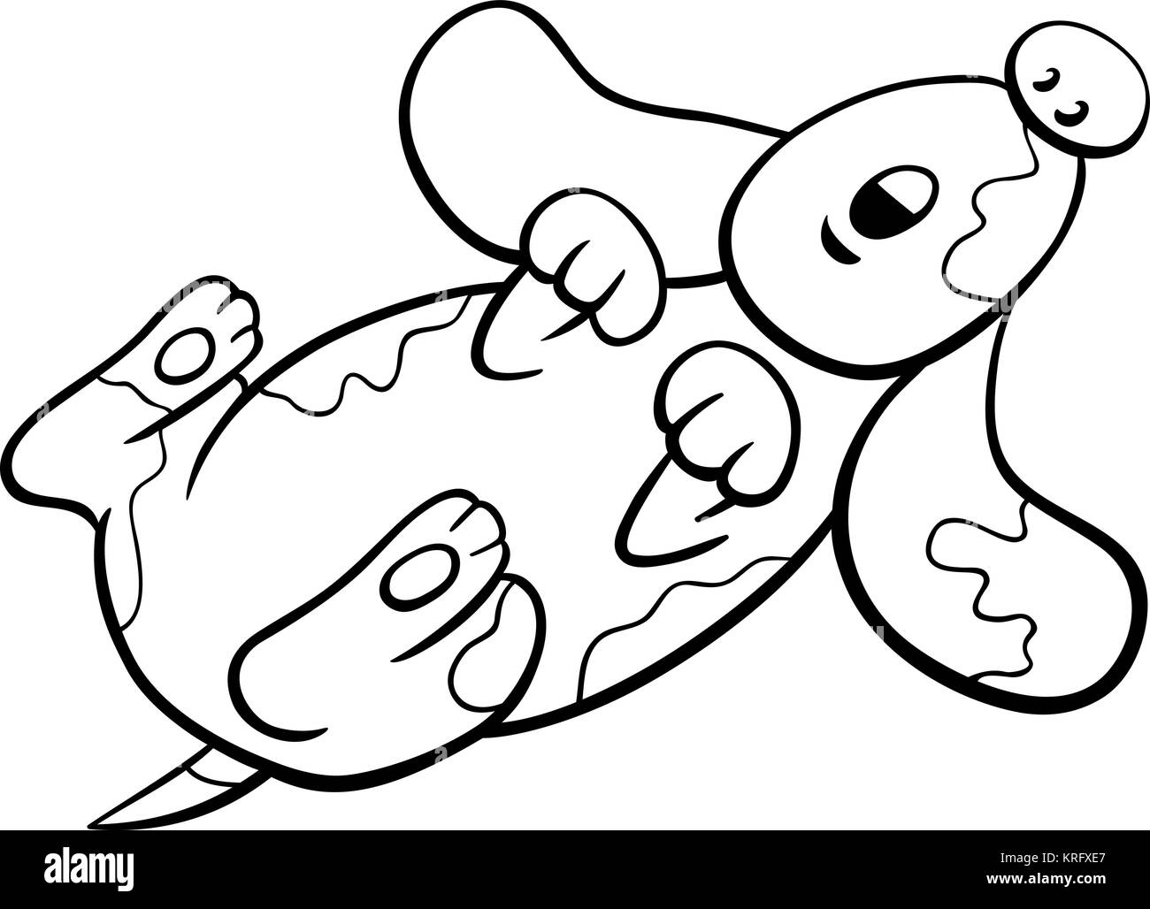 Black and White Cartoon Illustration of Cute Little Dog or Puppy Animal Character for Coloring Book Stock Vector