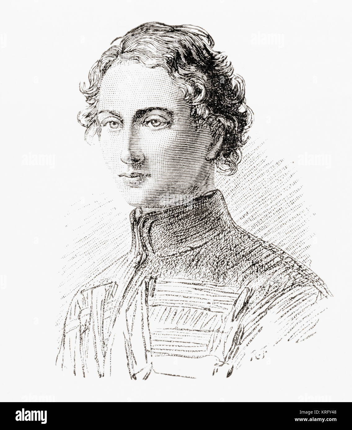 Brigadier General Robert James Loyd-Lindsay, 1st Baron Wantage, 1832 – 1901.  British soldier, politician, philanthropist, benefactor to Wantage, and one of the founders of the British National Society for Aid to the Sick and Wounded in War (later the British Red Cross Society).  Seen here aged 17.  From The Strand Magazine, published January to June 1894. Stock Photo