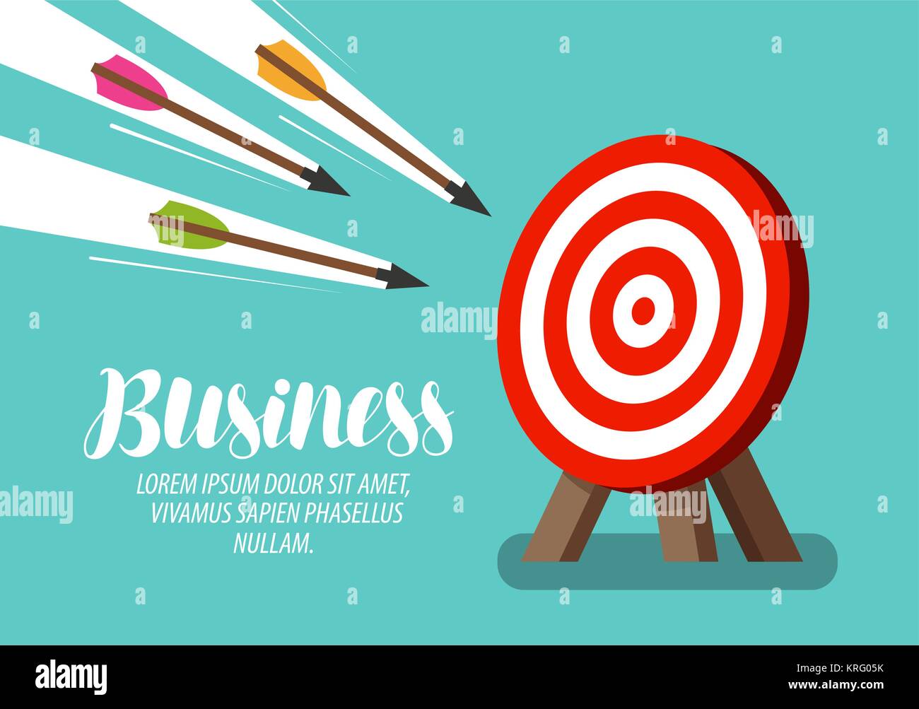 Target and flying arrows. Business concept. Vector illustration Stock Vector