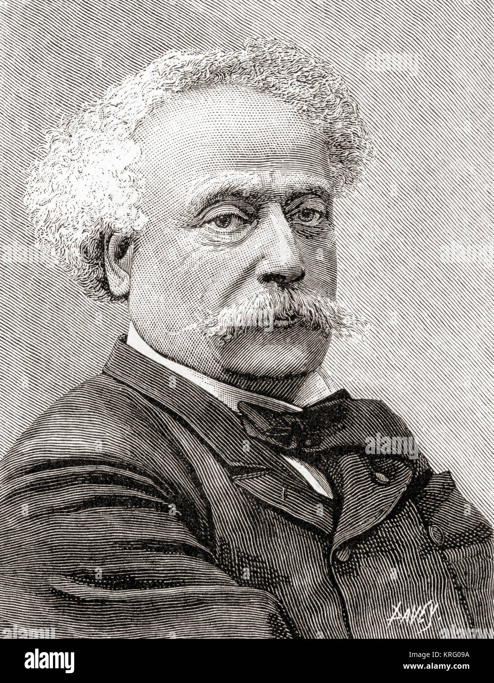 Alexandre Dumas, fils, 1824 –  1895.  French author and playwright. Seen here aged 70.  From The Strand Magazine, published January to June 1894. Stock Photo