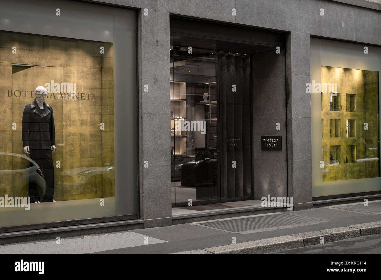 Milan, Italy October 8, 2016 Shop window of a Bottega shop in