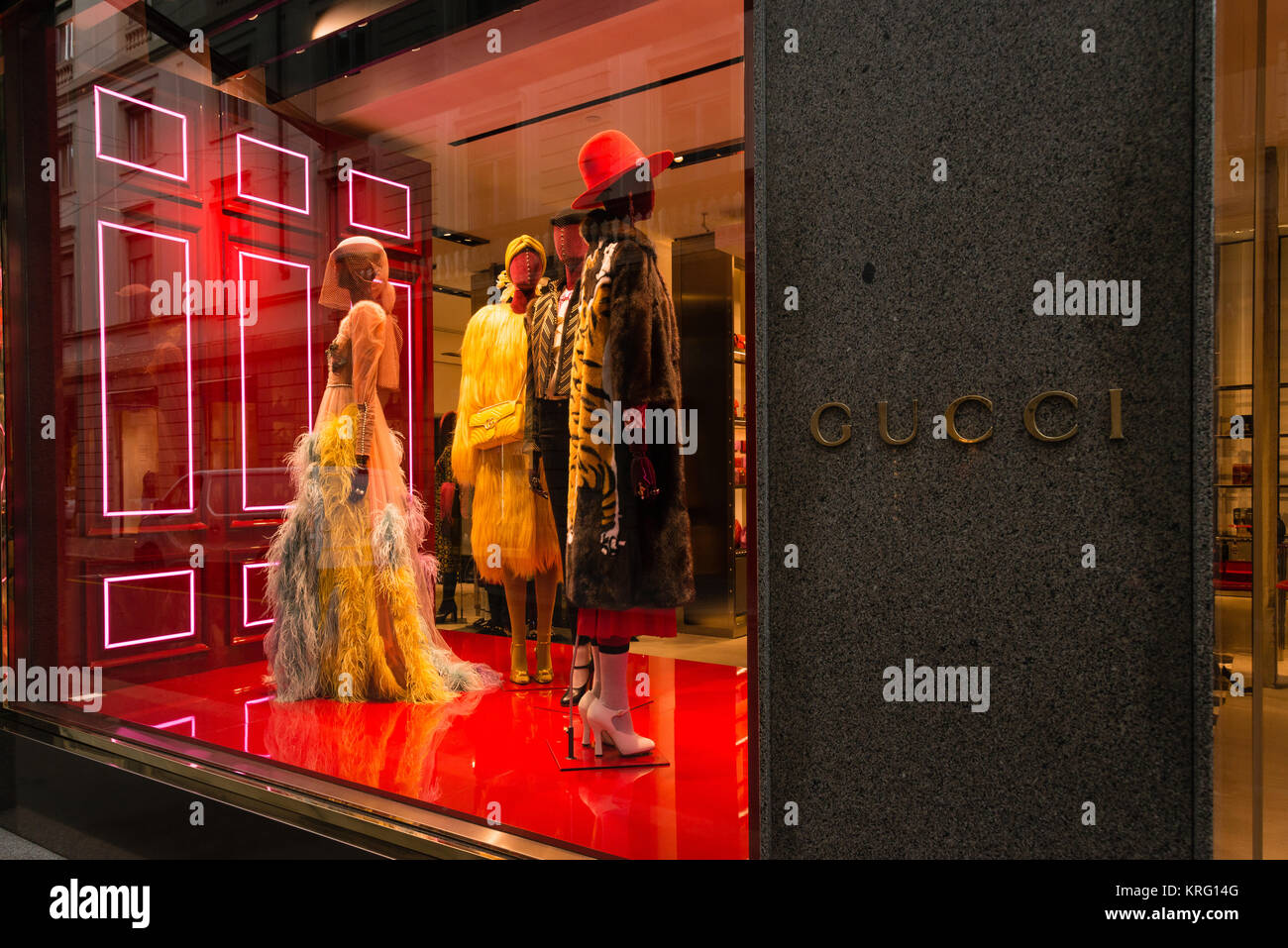 Milan, Italy - October 9, 2016: Shop window and entrance of a Gucci shop in  Milan - Montenapoleone street, Italy. Few days after Milan Fashion Week. F  Stock Photo - Alamy