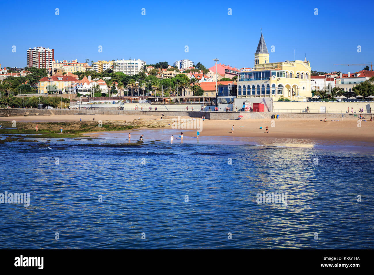 ESTORIL, PORTUGAL - CIRCA OCTOBER, 2016: The Praia do Tamariz beach in