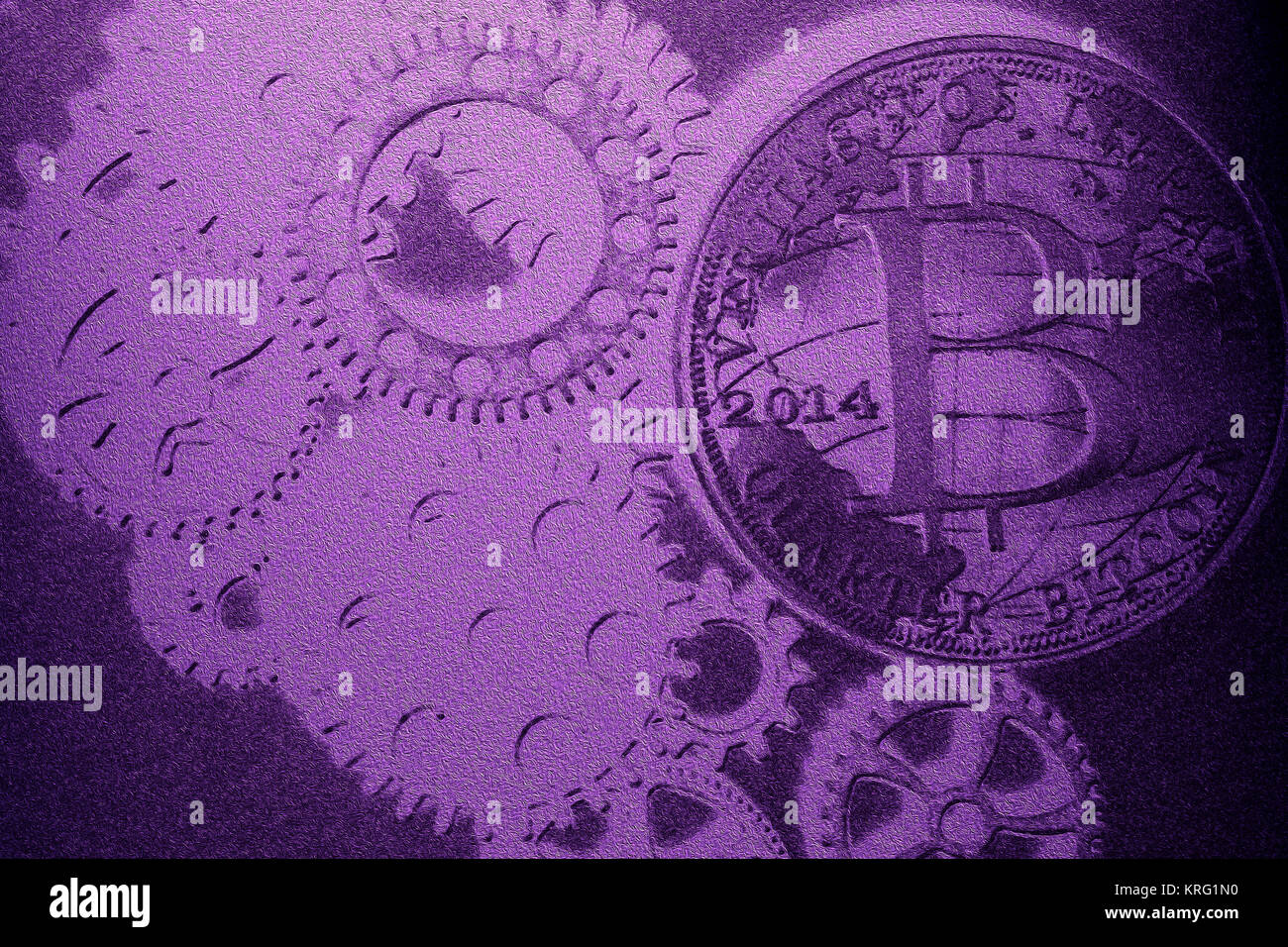 Metal gear wheels with bitcoin Stock Photo - Alamy