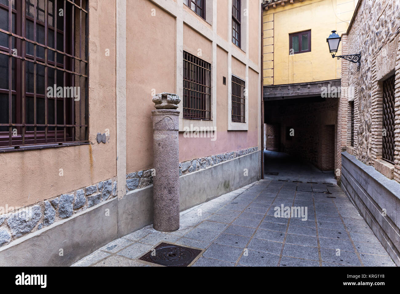 Typical alley in the old town of Toledo. Spain. Stock Photo